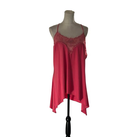 Vintage Embroidered Asymmetric Hem Camisole Pink Top Lace Trim Y2k Fairy Sz 3x - Picture 1 of 9